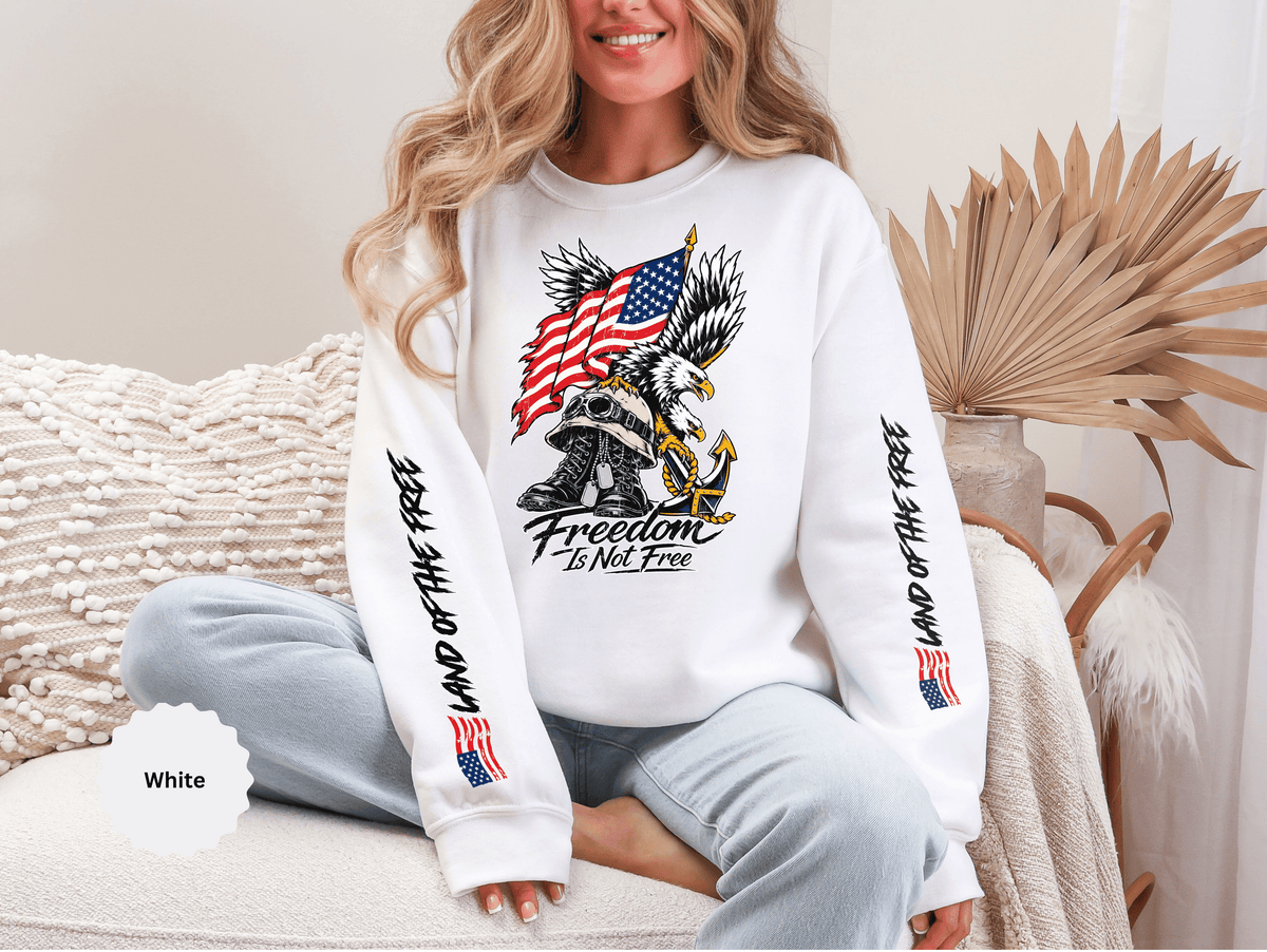 Freedom Is Not Free Sweatshirt, Patriotic Eagle Pullover, American Flag Military Style, Veterans Gift, USA Pride, Americana Clothing