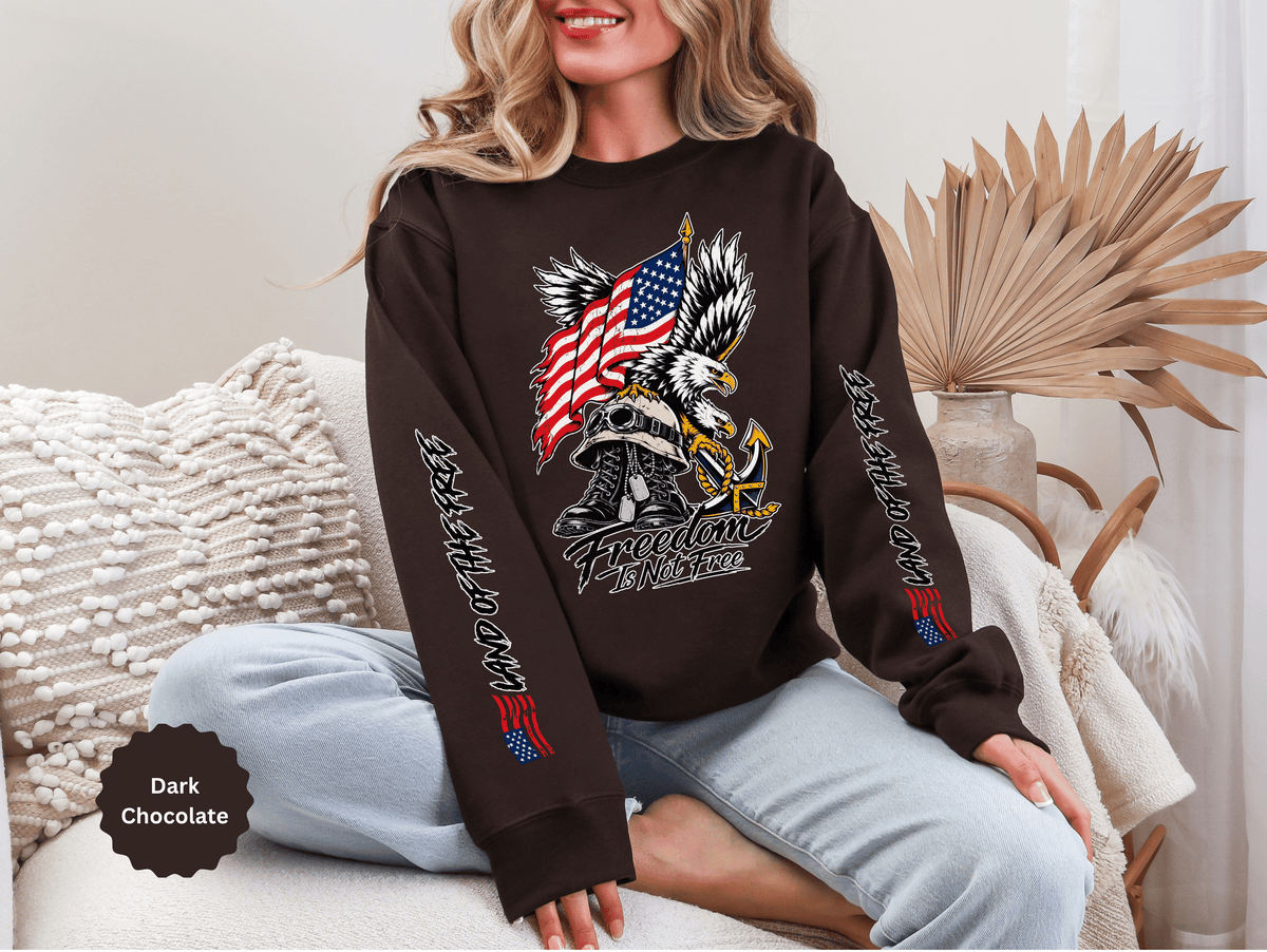 Freedom Is Not Free Sweatshirt, Patriotic Eagle Pullover, American Flag Military Style, Veterans Gift, USA Pride, Americana Clothing