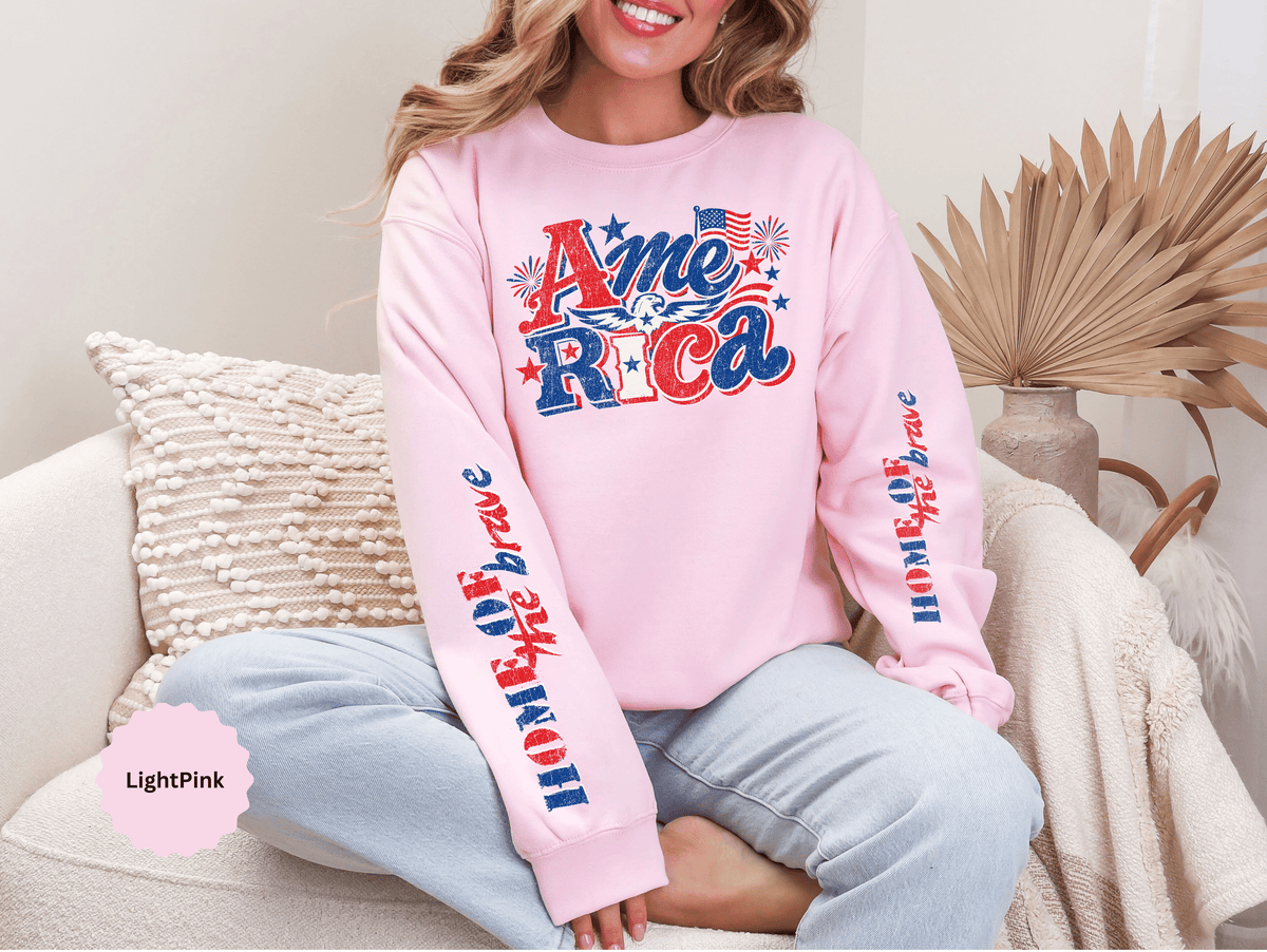 America Graphic Sweatshirt, Vintage USA Pullover, Patriotic American Flag Top, Fourth of July Outfit, Americana Gift for Women