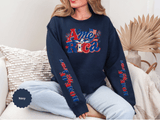 America Graphic Sweatshirt, Vintage USA Pullover, Patriotic American Flag Top, Fourth of July Outfit, Americana Gift for Women