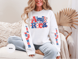 America Graphic Sweatshirt, Vintage USA Pullover, Patriotic American Flag Top, Fourth of July Outfit, Americana Gift for Women