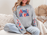 America Graphic Sweatshirt, Vintage USA Pullover, Patriotic American Flag Top, Fourth of July Outfit, Americana Gift for Women