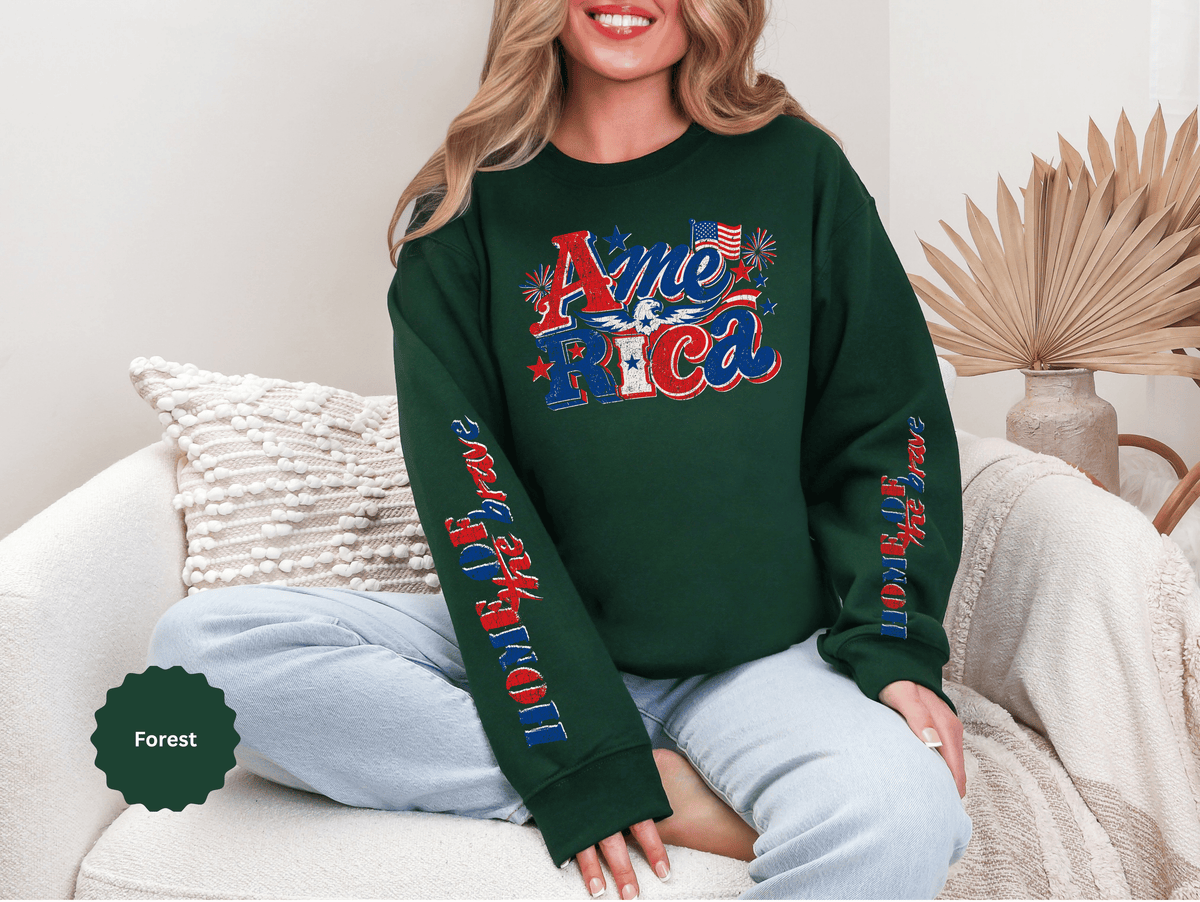 America Graphic Sweatshirt, Vintage USA Pullover, Patriotic American Flag Top, Fourth of July Outfit, Americana Gift for Women