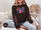 America Graphic Sweatshirt, Vintage USA Pullover, Patriotic American Flag Top, Fourth of July Outfit, Americana Gift for Women