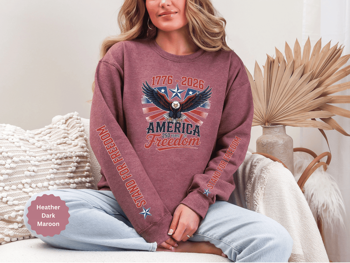 America 250 Sweatshirt 1776 2026, 250th Anniversary USA Pullover, Patriotic Eagle Top, American History Gift, July 4th Outfit