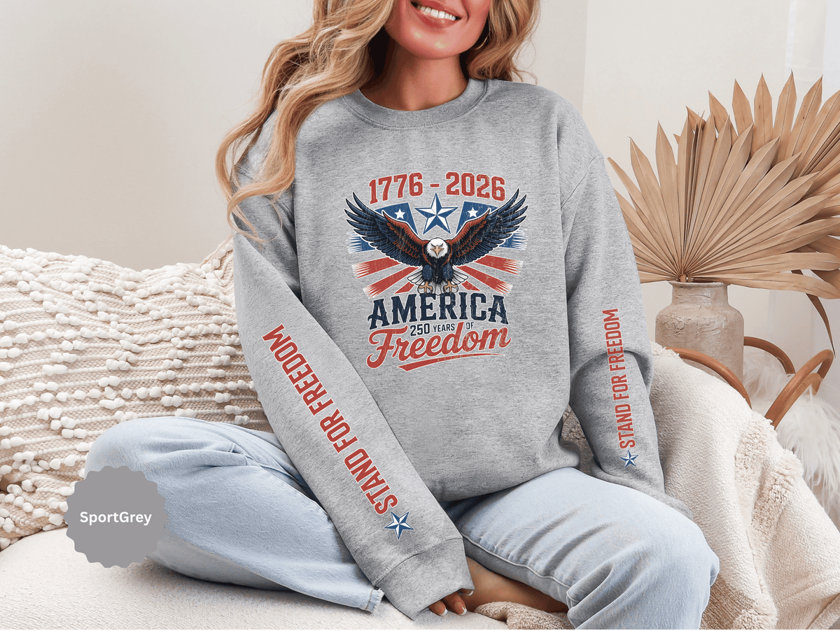 America 250 Sweatshirt 1776 2026, 250th Anniversary USA Pullover, Patriotic Eagle Top, American History Gift, July 4th Outfit
