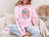 Floral American Flag Sweatshirt, Patriotic USA Pullover, Red White Blue Flower Top, Fourth of July Outfit, Americana Gift for Women