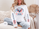 United We Stand Sweatshirt, American Eagle USA Pullover, Patriotic Flag Top, Vintage Americana Clothing, Fourth of July Gift for Women