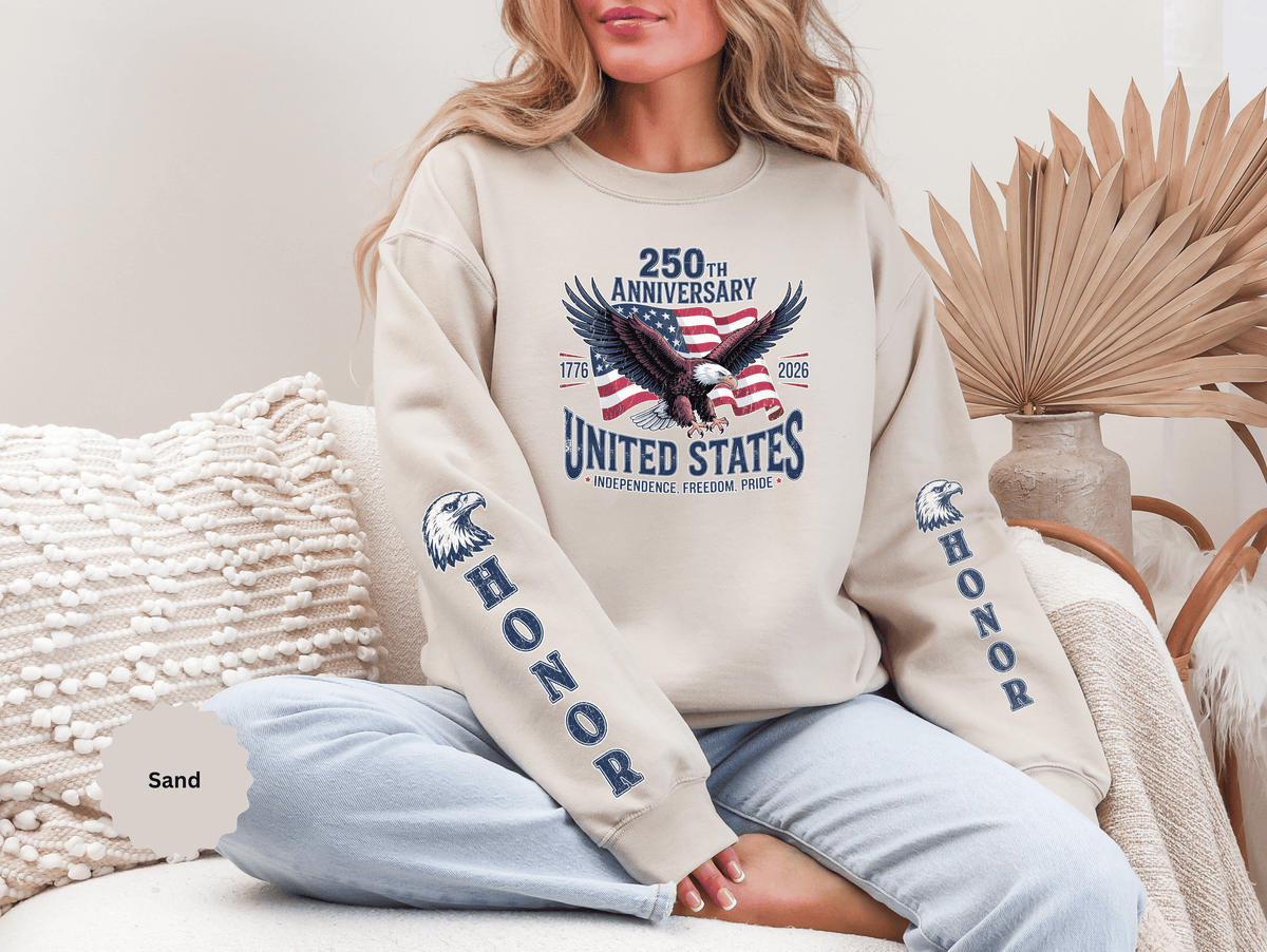 250th Anniversary Sweatshirt, United States Eagle Pullover, USA 1776 2026 Top, Independence Day Gift, Patriotic Americana Clothing