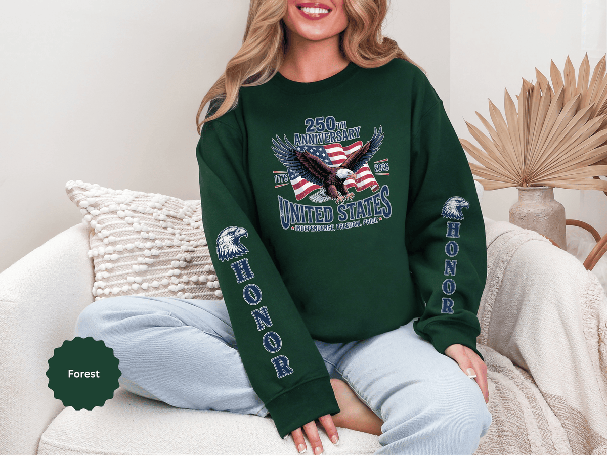 250th Anniversary Sweatshirt, United States Eagle Pullover, USA 1776 2026 Top, Independence Day Gift, Patriotic Americana Clothing
