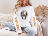Patriotic Skull Sweatshirt, American Flag Skull Pullover, USA Biker Style Top, Edgy Americana Clothing, Fourth of July Gift