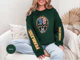 Patriotic Skull Sweatshirt, American Flag Skull Pullover, USA Biker Style Top, Edgy Americana Clothing, Fourth of July Gift