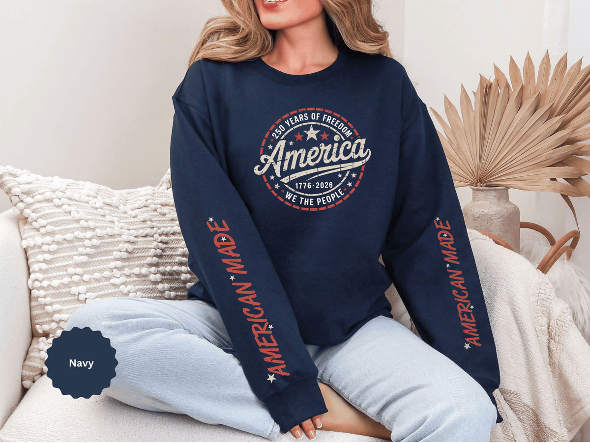 America 250 Sweatshirt, We The People Pullover, 1776 2026 USA Anniversary Top, Patriotic American Heritage Gift, Vintage Americana