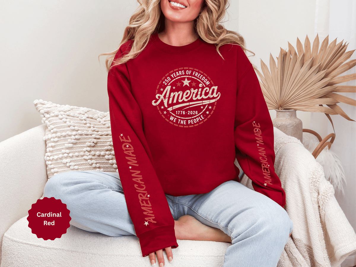 America 250 Sweatshirt, We The People Pullover, 1776 2026 USA Anniversary Top, Patriotic American Heritage Gift, Vintage Americana