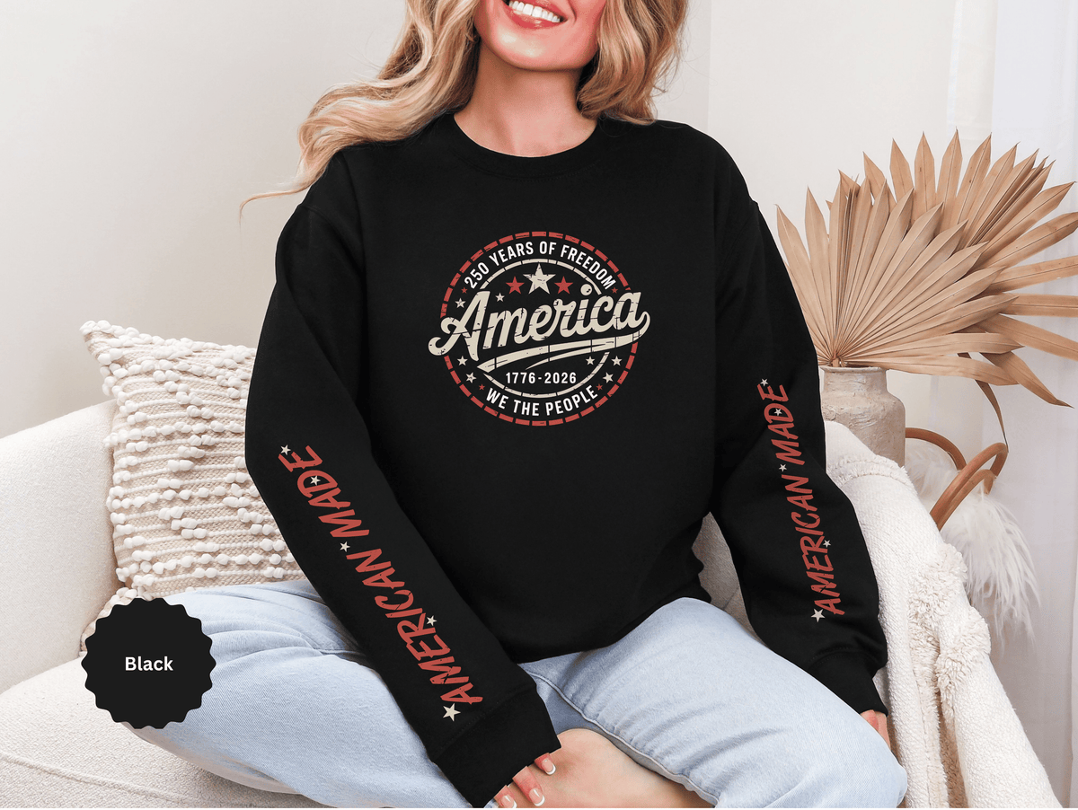 America 250 Sweatshirt, We The People Pullover, 1776 2026 USA Anniversary Top, Patriotic American Heritage Gift, Vintage Americana