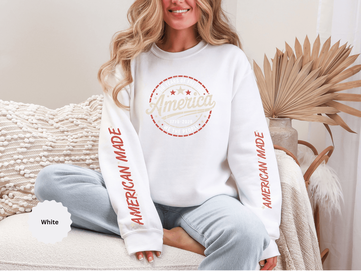 America 250 Sweatshirt, We The People Pullover, 1776 2026 USA Anniversary Top, Patriotic American Heritage Gift, Vintage Americana