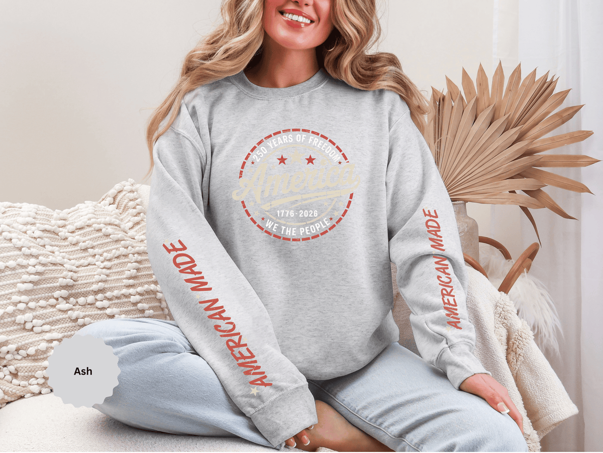 America 250 Sweatshirt, We The People Pullover, 1776 2026 USA Anniversary Top, Patriotic American Heritage Gift, Vintage Americana