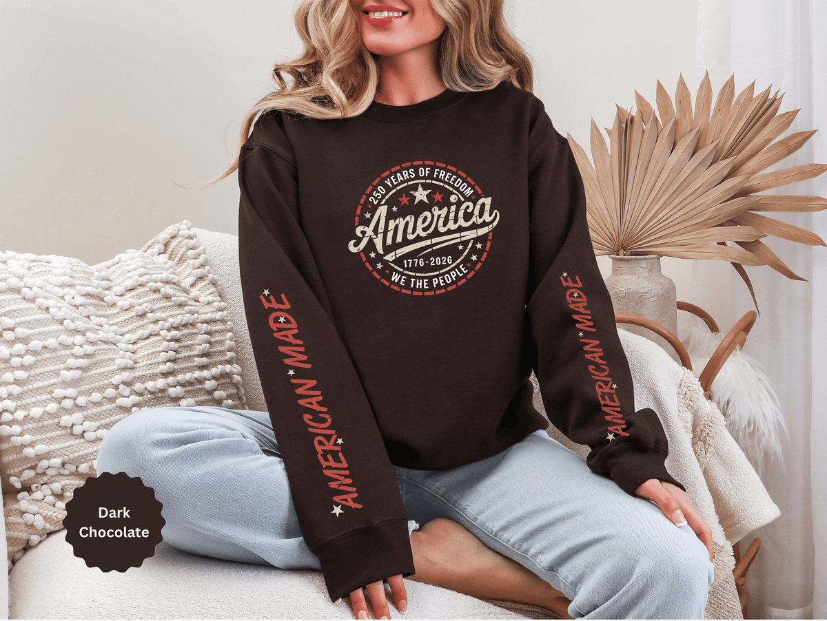 America 250 Sweatshirt, We The People Pullover, 1776 2026 USA Anniversary Top, Patriotic American Heritage Gift, Vintage Americana