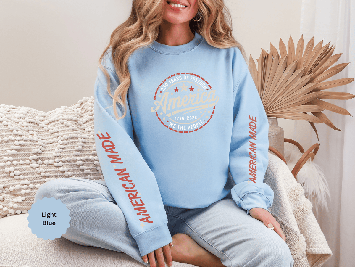 America 250 Sweatshirt, We The People Pullover, 1776 2026 USA Anniversary Top, Patriotic American Heritage Gift, Vintage Americana