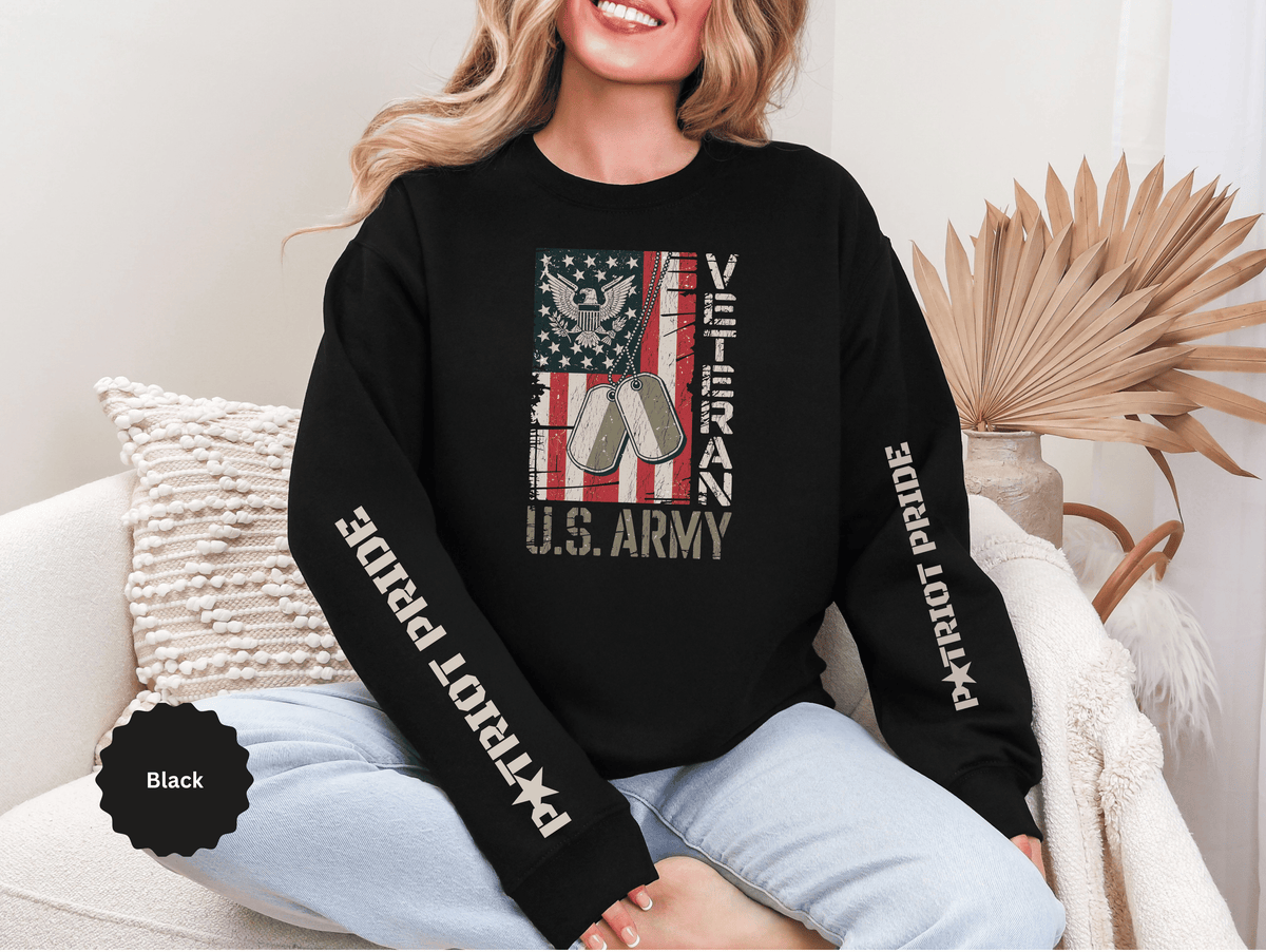 US Army Sweatshirt, Vintage Military Pullover, American Flag Army Top, Veteran Gift, Patriotic Military Clothing, Army Family Gift