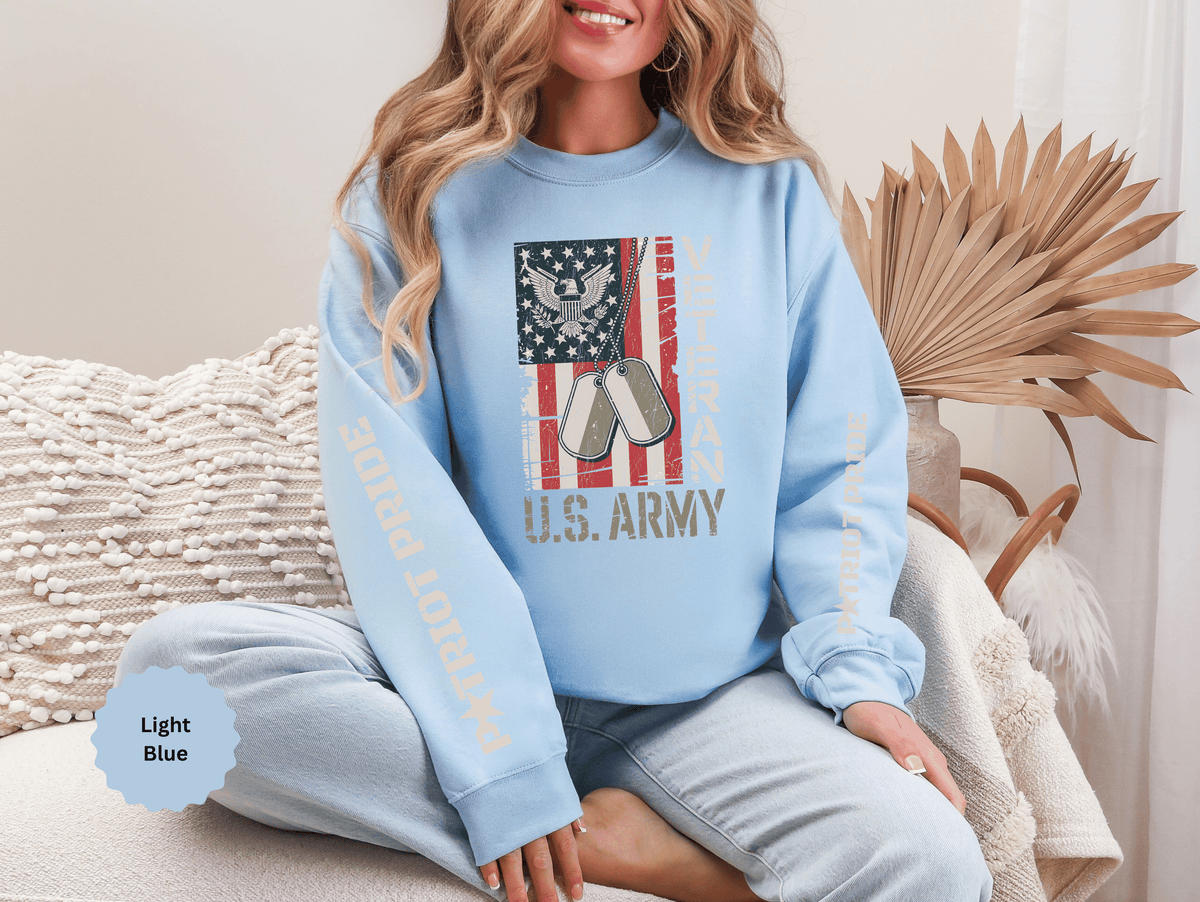 US Army Sweatshirt, Vintage Military Pullover, American Flag Army Top, Veteran Gift, Patriotic Military Clothing, Army Family Gift