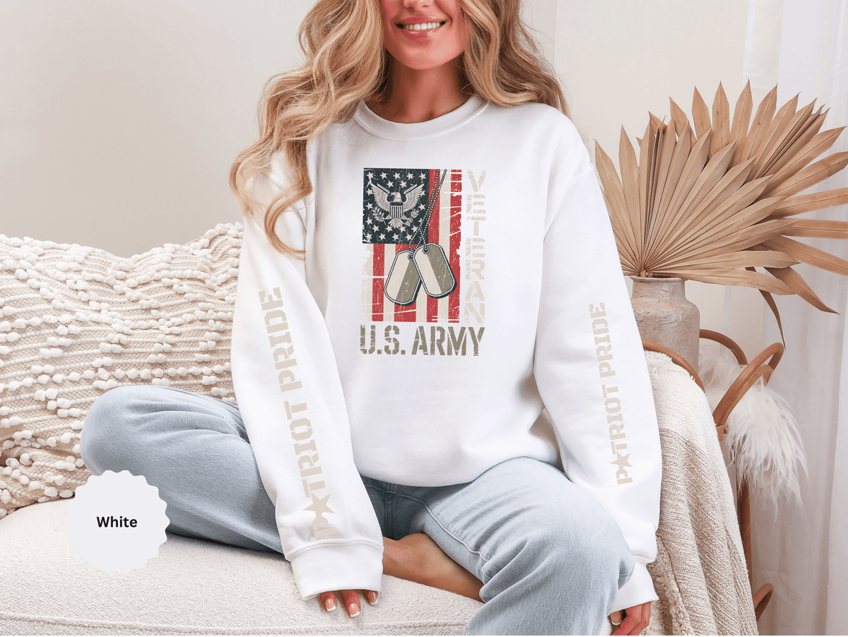 US Army Sweatshirt, Vintage Military Pullover, American Flag Army Top, Veteran Gift, Patriotic Military Clothing, Army Family Gift