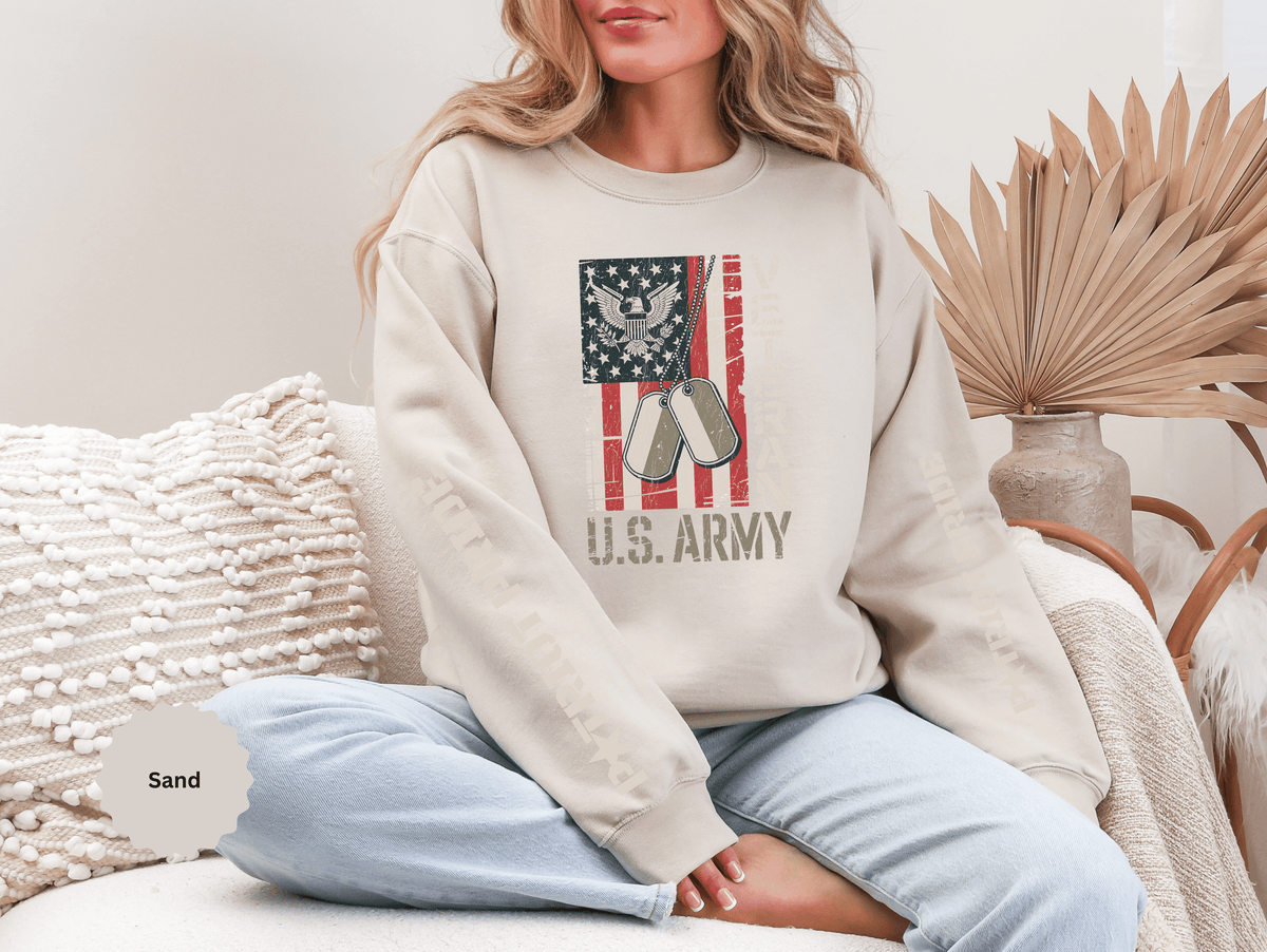 US Army Sweatshirt, Vintage Military Pullover, American Flag Army Top, Veteran Gift, Patriotic Military Clothing, Army Family Gift