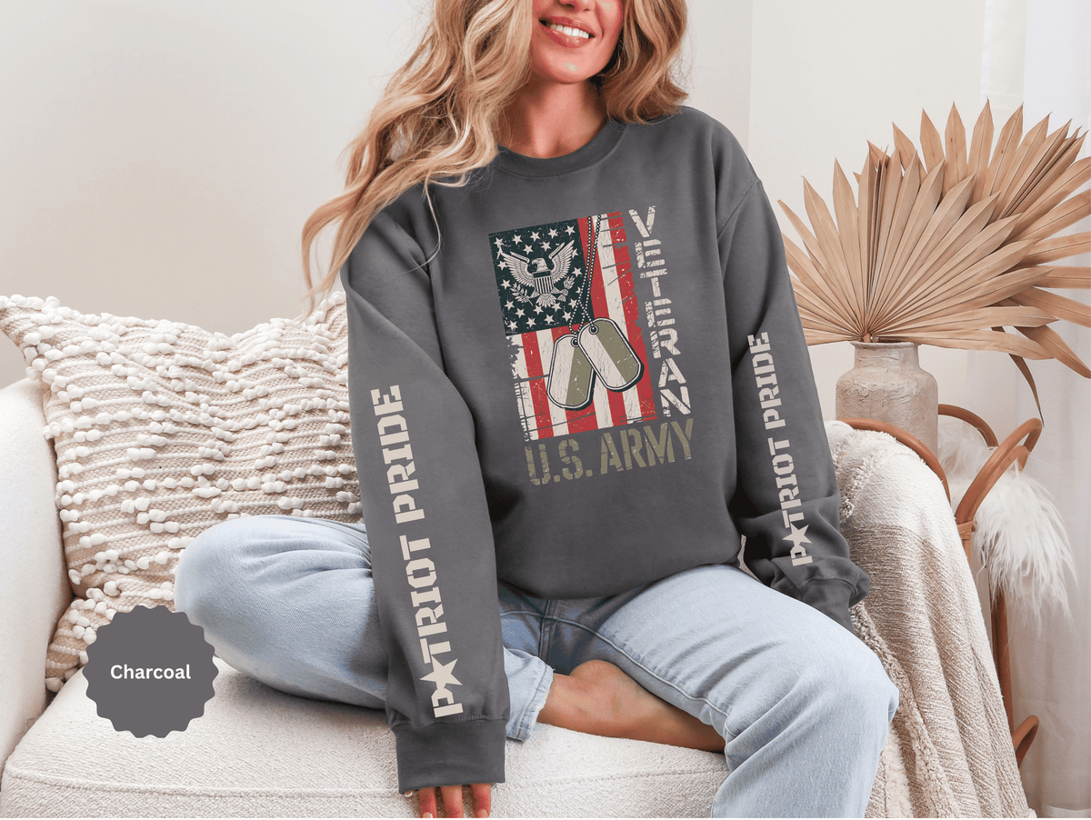 US Army Sweatshirt, Vintage Military Pullover, American Flag Army Top, Veteran Gift, Patriotic Military Clothing, Army Family Gift