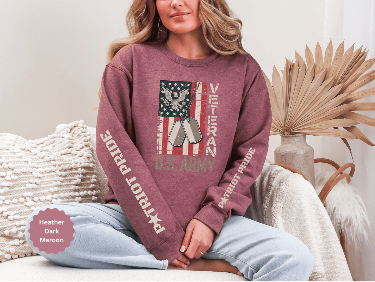 US Army Sweatshirt, Vintage Military Pullover, American Flag Army Top, Veteran Gift, Patriotic Military Clothing, Army Family Gift