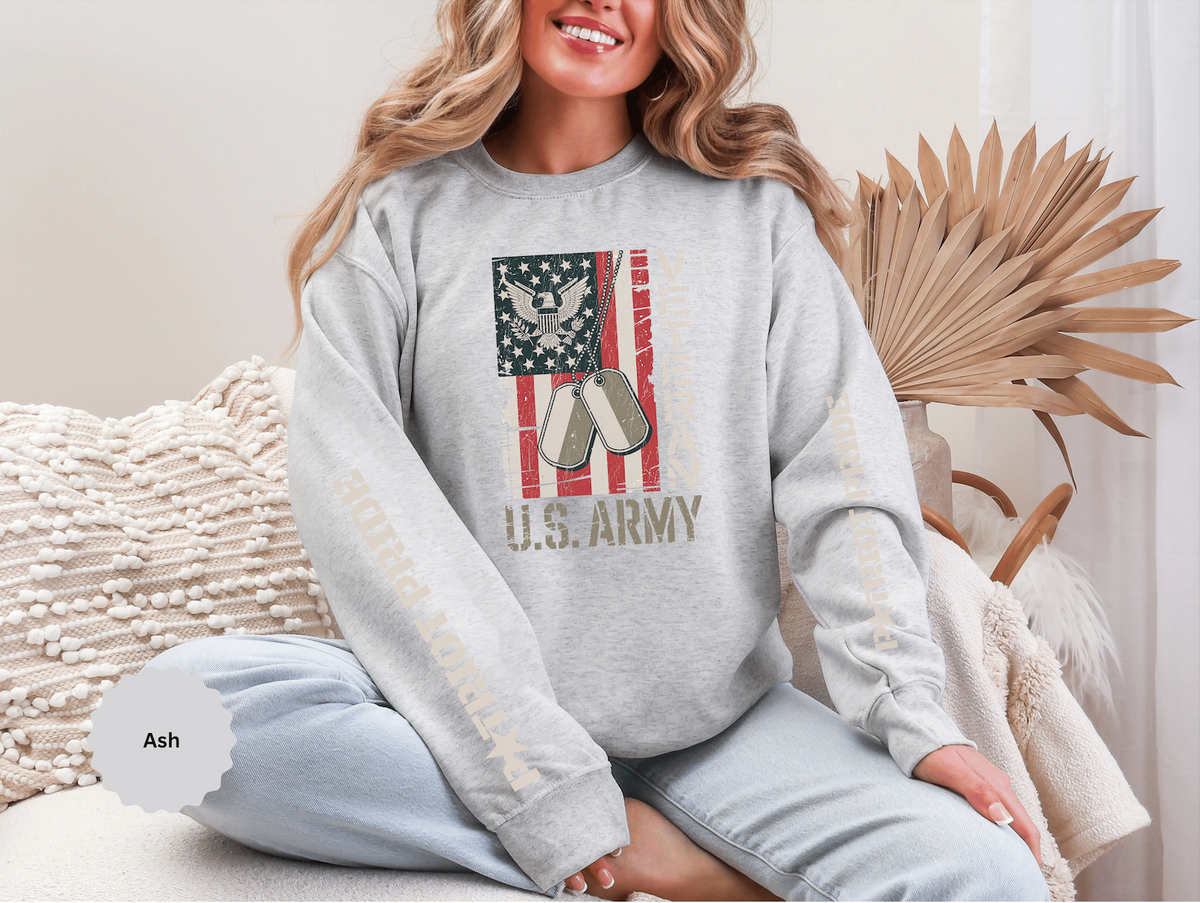 US Army Sweatshirt, Vintage Military Pullover, American Flag Army Top, Veteran Gift, Patriotic Military Clothing, Army Family Gift