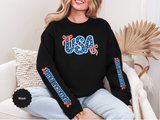 USA Patriotic Sweatshirt, American Flag Ribbon Pullover, Vintage Stars and Stripes Top, Fourth of July Outfit, Americana Gift for Women