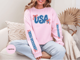 USA Patriotic Sweatshirt, American Flag Ribbon Pullover, Vintage Stars and Stripes Top, Fourth of July Outfit, Americana Gift for Women