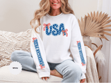 USA Patriotic Sweatshirt, American Flag Ribbon Pullover, Vintage Stars and Stripes Top, Fourth of July Outfit, Americana Gift for Women