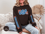USA Patriotic Sweatshirt, American Flag Ribbon Pullover, Vintage Stars and Stripes Top, Fourth of July Outfit, Americana Gift for Women