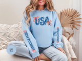 USA Patriotic Sweatshirt, American Flag Ribbon Pullover, Vintage Stars and Stripes Top, Fourth of July Outfit, Americana Gift for Women