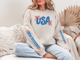 USA Patriotic Sweatshirt, American Flag Ribbon Pullover, Vintage Stars and Stripes Top, Fourth of July Outfit, Americana Gift for Women