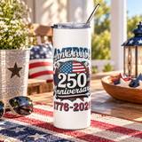 America 250th Anniversary Skinny Tumbler, 1776 to 2026 Patriotic Cup, USA Bicentennial Gift, American Pride Drink Tumbler, July 4th Gift