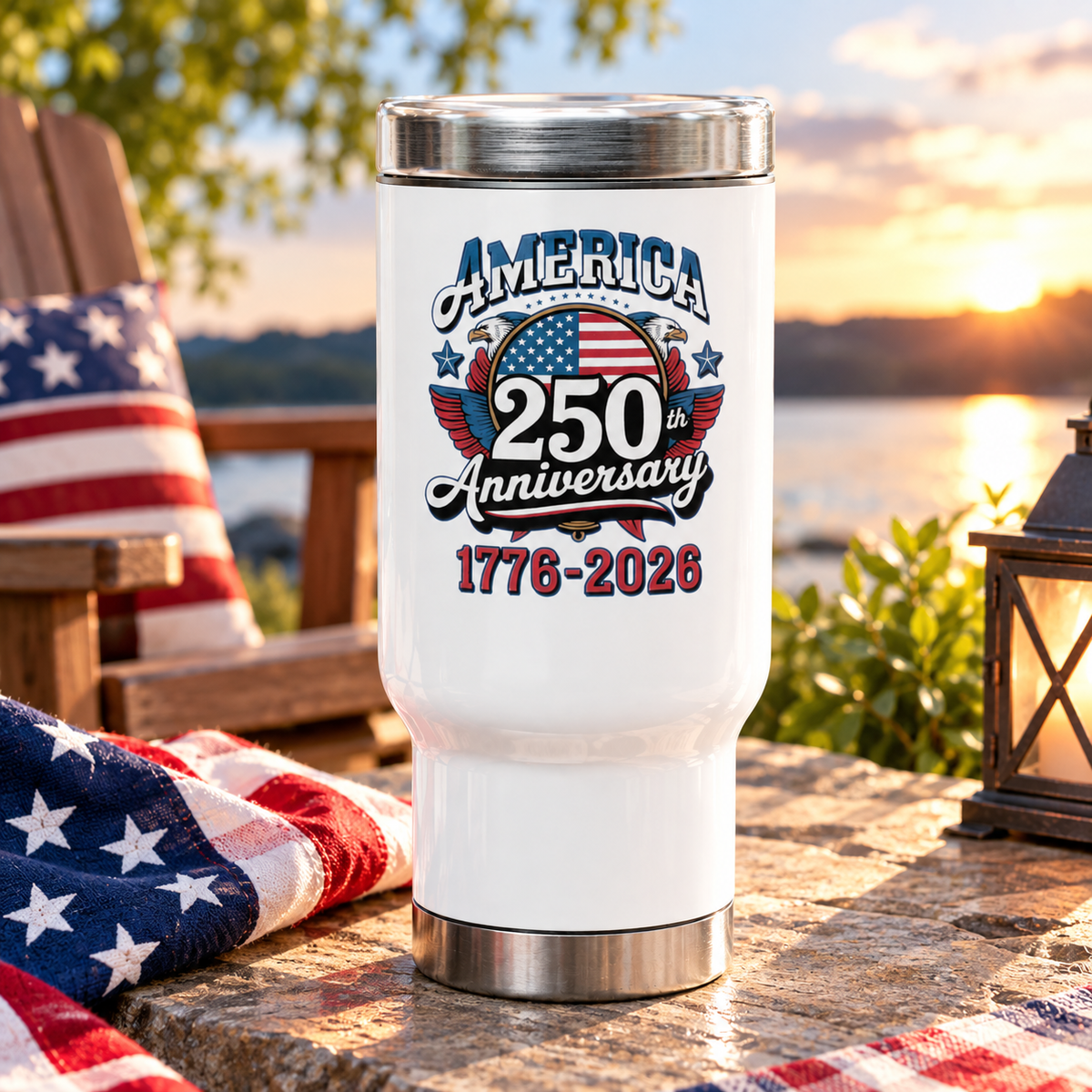 America 250th Anniversary Travel Mug, 1776 to 2026 Stainless Steel Coffee Cup, Patriotic USA Gift, American History Gift, July 4th Drinkware