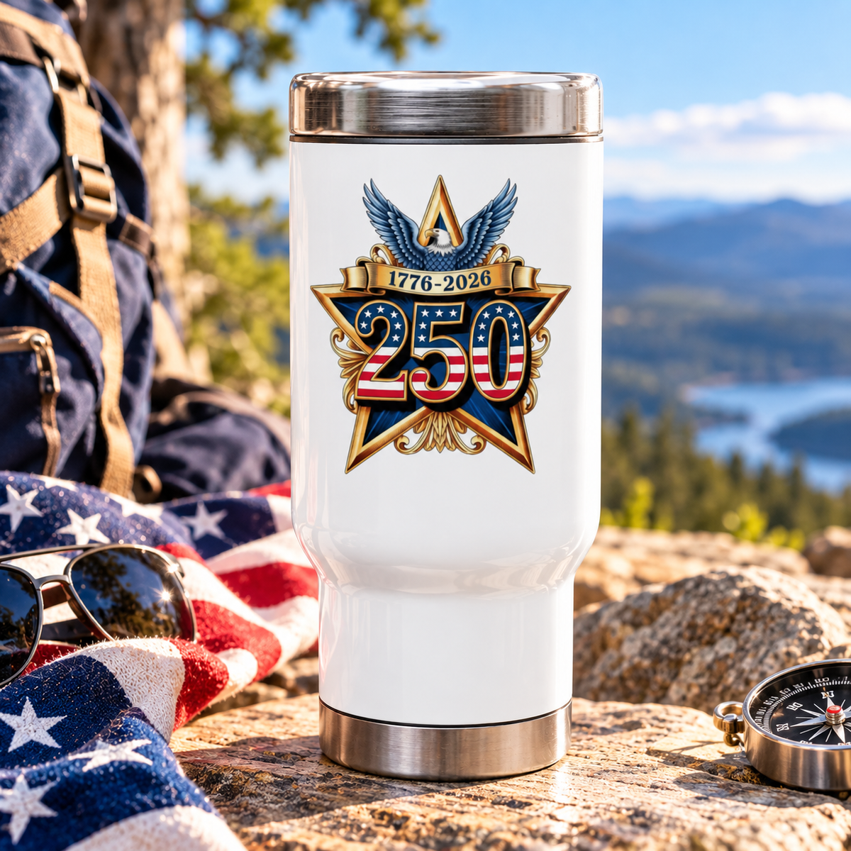 America 250th Anniversary Travel Mug, 1776 to 2026 Stainless Steel Cup, Patriotic USA Gift, American History Drinkware, July 4th Gift