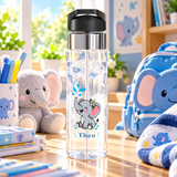Personalized Elephant Water Bottle for Kids, Cute Animal Drink Bottle, Custom Name School Bottle, Safari Gift, Back to School, Baby Shower