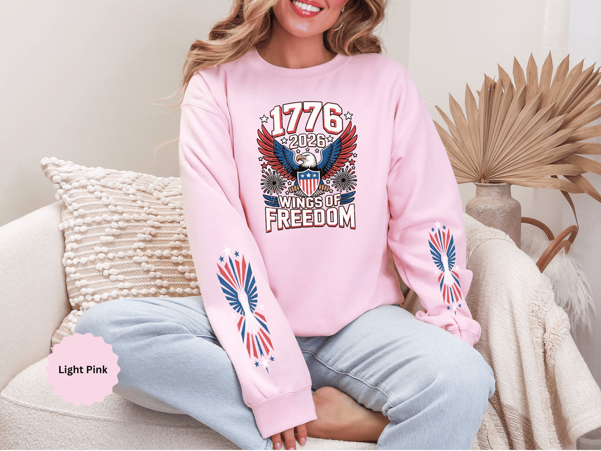 1776 Wings of Freedom Sweatshirt, Patriotic Eagle Pullover, American Flag Crewneck, USA 250th Anniversary Gift, Fourth of July Top