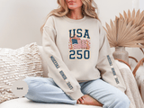 USA 250 Sweatshirt, American Flag Crewneck, Patriotic Pullover, USA 250th Anniversary Gift, Fourth of July Shirt, Americana Top