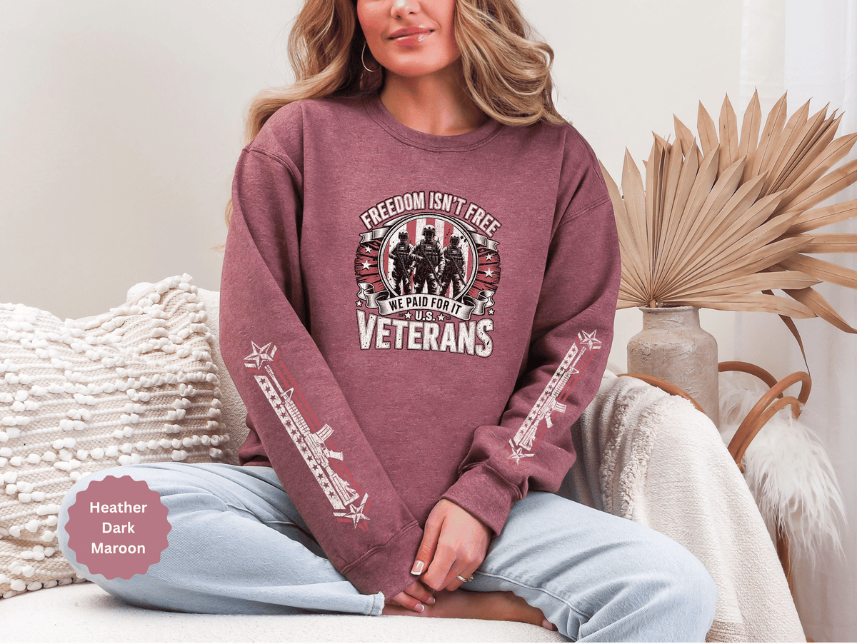 Freedom Isn't Free Veterans Sweatshirt, Military Service Crewneck, American Flag Veteran Pullover, Veteran Gift, Memorial Day Outfit