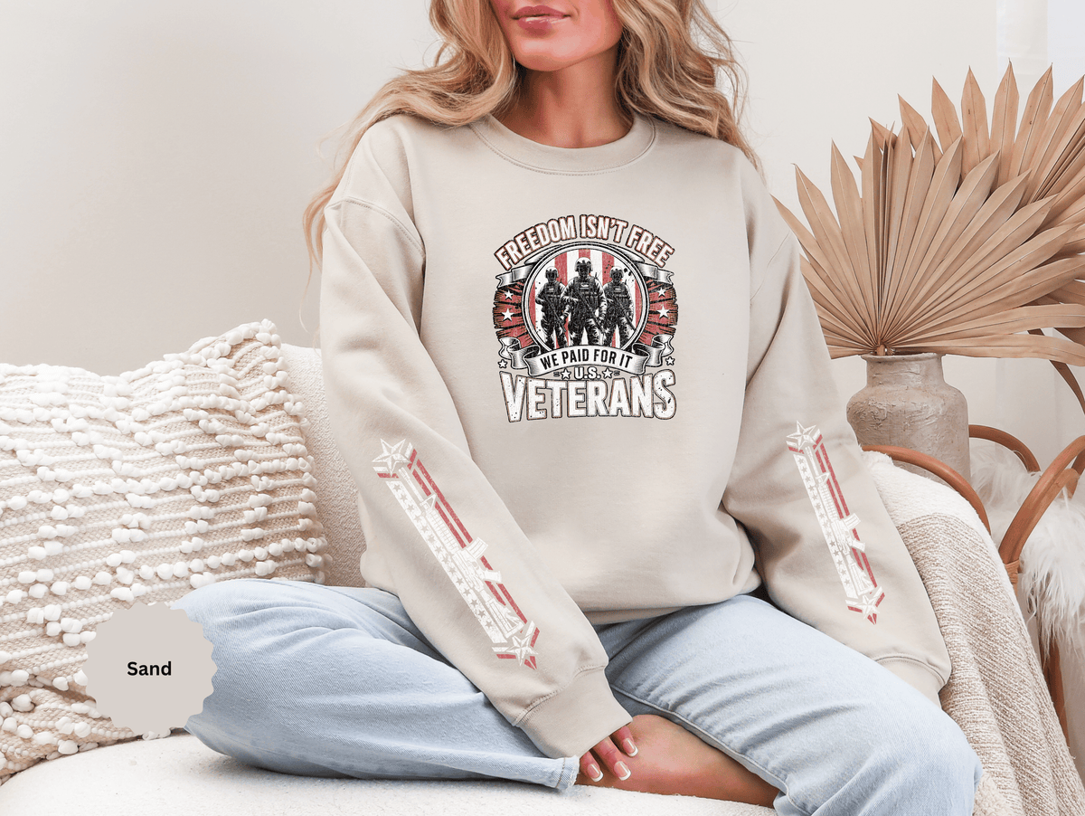 Freedom Isn't Free Veterans Sweatshirt, Military Service Crewneck, American Flag Veteran Pullover, Veteran Gift, Memorial Day Outfit