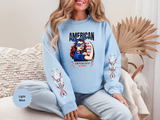 American Empowered Women Sweatshirt, Patriotic Rosie Style Crewneck, USA Flag Pullover, Fourth of July Outfit, Feminist Gift for Her