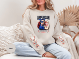 American Empowered Women Sweatshirt, Patriotic Rosie Style Crewneck, USA Flag Pullover, Fourth of July Outfit, Feminist Gift for Her