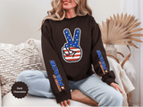 United in Peace Sweatshirt, Patriotic Peace Sign Crewneck, American Flag Pullover, USA 250th Anniversary Outfit, Fourth of July Gift