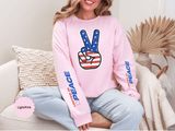 United in Peace Sweatshirt, Patriotic Peace Sign Crewneck, American Flag Pullover, USA 250th Anniversary Outfit, Fourth of July Gift