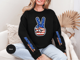 United in Peace Sweatshirt, Patriotic Peace Sign Crewneck, American Flag Pullover, USA 250th Anniversary Outfit, Fourth of July Gift