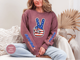 United in Peace Sweatshirt, Patriotic Peace Sign Crewneck, American Flag Pullover, USA 250th Anniversary Outfit, Fourth of July Gift